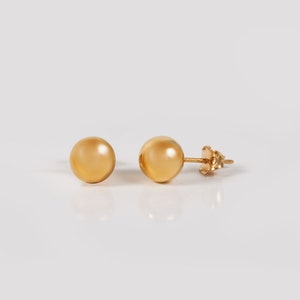 14K Gold Ball Stud Earrings High Polish Solid Gold Round Ball - Etsy