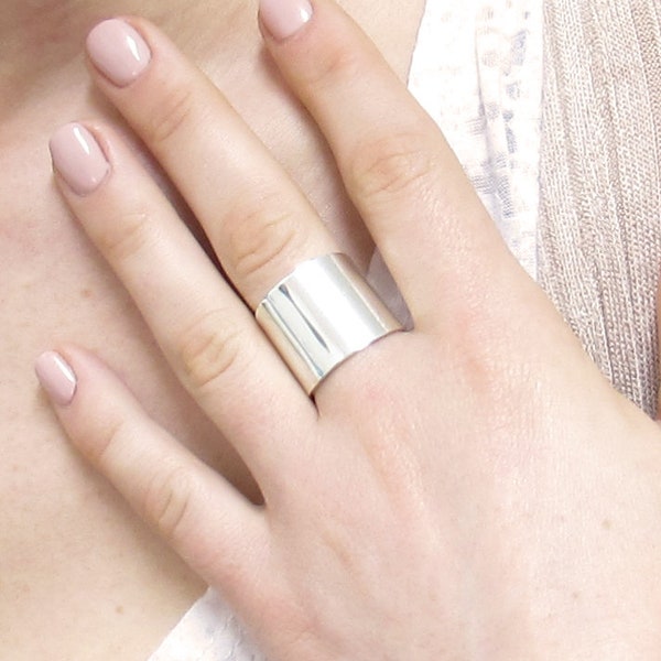 Tube Ring, Wide Band, Wide Ring, Solid Sterling Silver Ring, Open Ring, Big Ring, Chunky Ring, Cuff Ring, Statement Ring