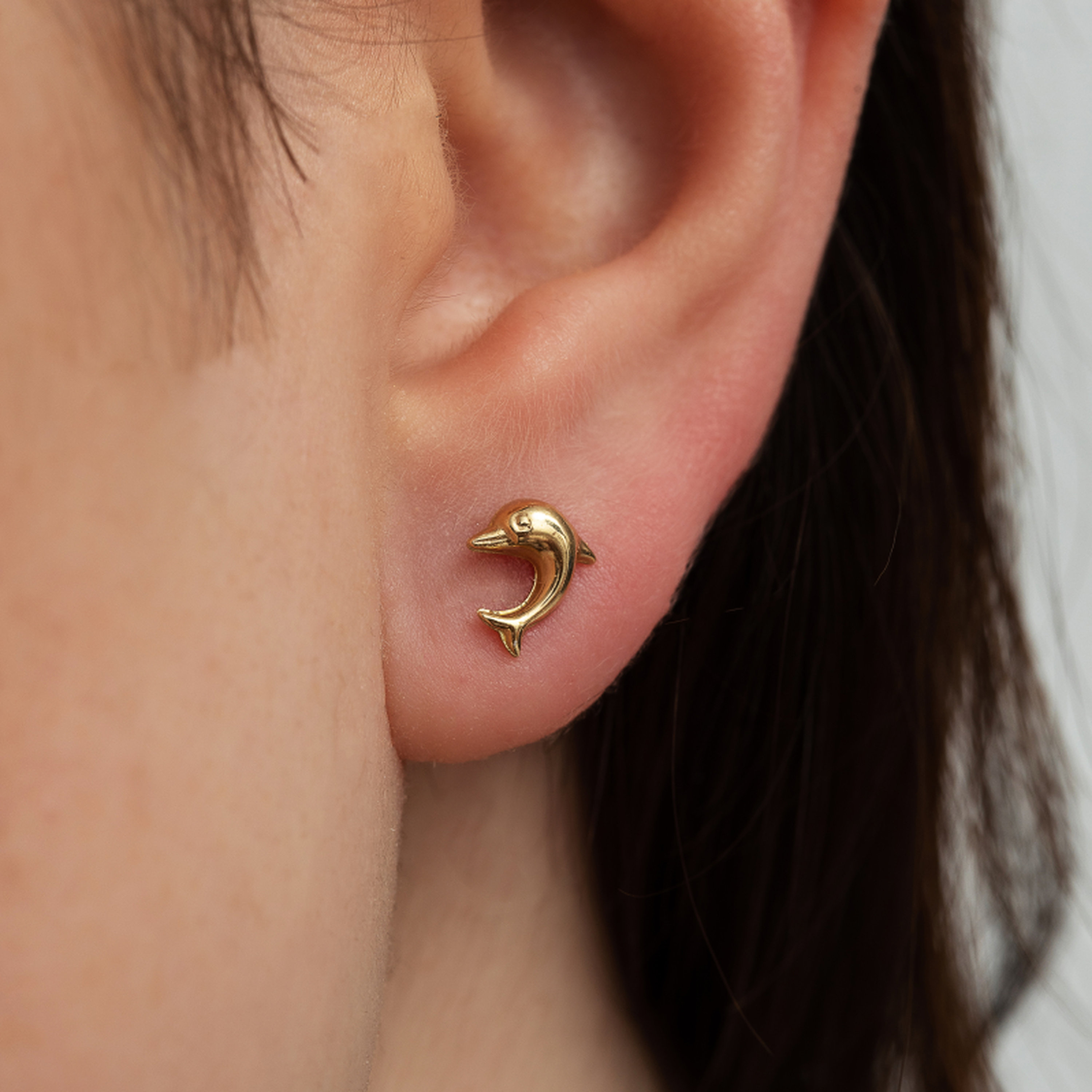 Solid 14k gold dolphin best sale earrings