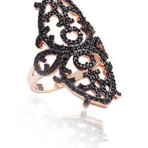 Size 7 Sterling Silver 18K Rose Gold Vermeil Arabesque Ring image 1