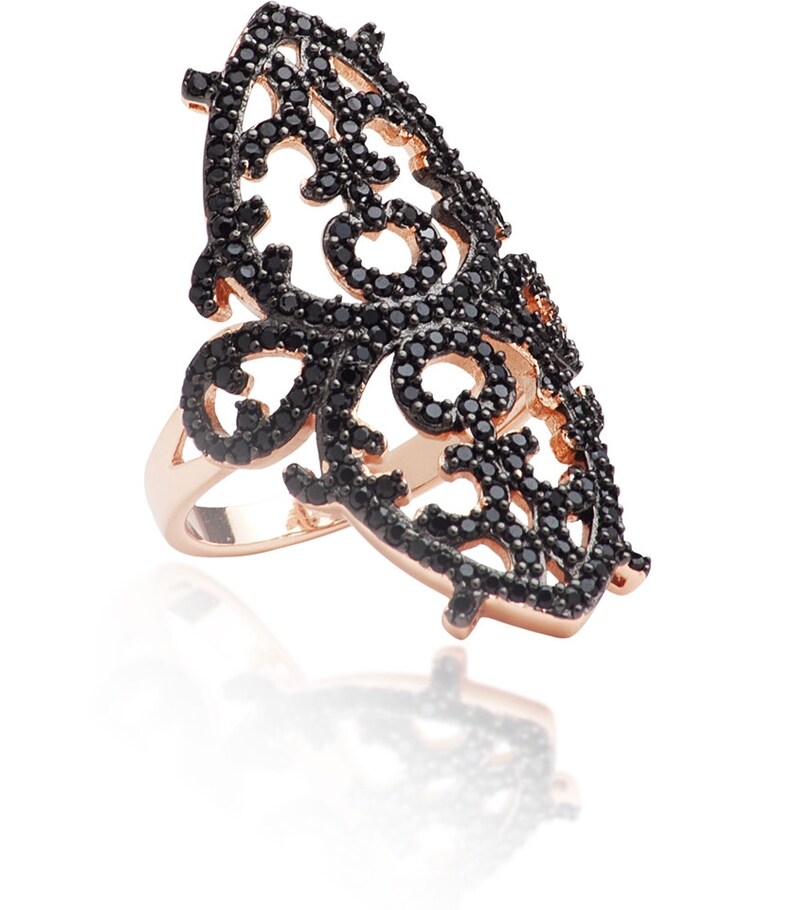 Size 7 Sterling Silver 18K Rose Gold Vermeil Arabesque Ring image 1