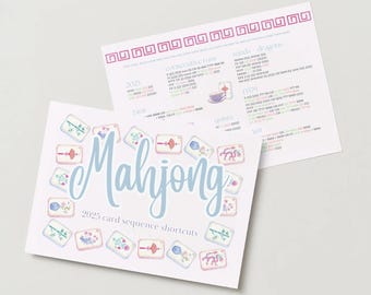 American Mahjong 2026 Sequence Shortcuts Card Printable | Mahjong Cheat Sheet | 2026 Card Quick Reference Guide | Instant Download