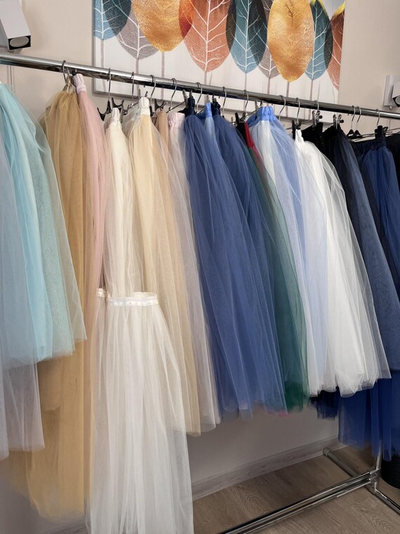 High Low Layered Tulle Skirt Plus Size Wedding Guest Skirts Tiered Tulle Skirt Elastic High Waist Pleated Long Skirts Any Color