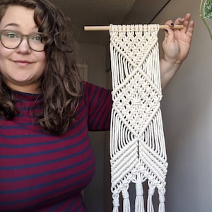 White Macrame wall hanging-  geometric