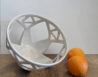 White Ceramic Fruit Bowl- Handmade Ceramic Home Decor, Handmade Pottery, Decorative Bowl, bowl for kitchen