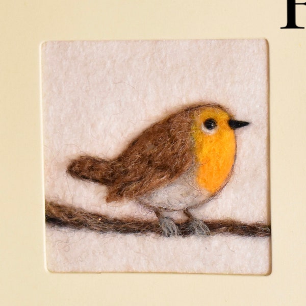 PDF PATTERN FILES Needle Felt Robin Picture Card  - The Wishing Shed