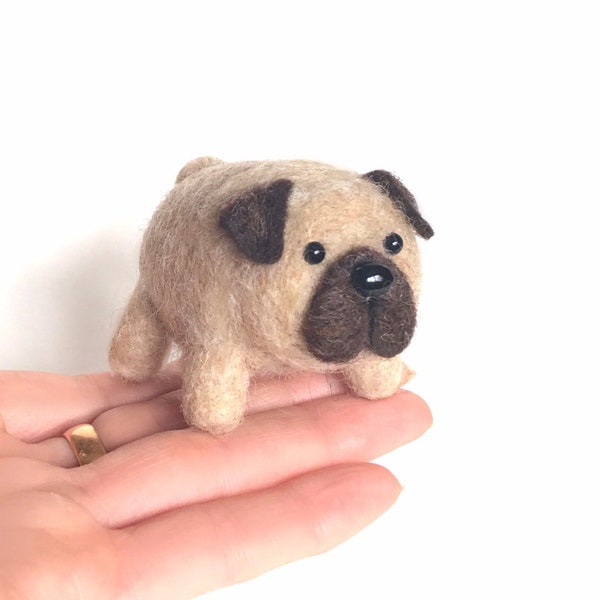 PDF FILES Needle Felt Pattern - Miniature Pug - Dog Instant Download - The Wishing Shed craft