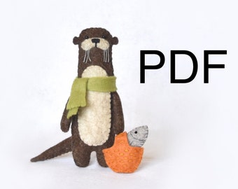 PDF FILES Oscar OTTER Sew & Felt Doll  - Instant Download - The Wishing Shed craft