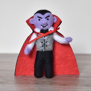 PDF PATTERN Files DIY Needle Felt Miniature Vampire Doll - Halloween Beginner - Intermediate  - The Wishing Shed