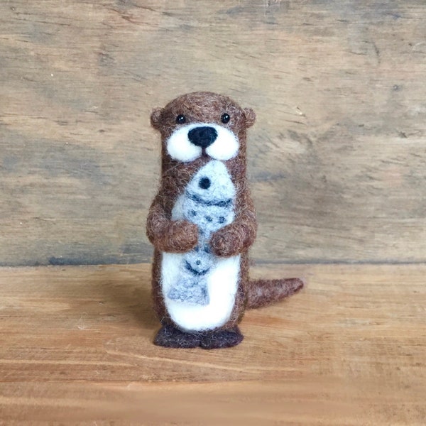 PDF FILES Needle Felt Pattern - Baby Otter With Fish  - Instant Download - The Wishing Shed craft