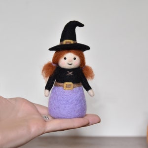Halloween PDF-MÖNSTER Filer DIY Nålfilt Häxa Med Kvast - Nybörjare - Medel - Önskeboden