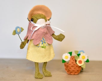 PDF FILES - Miniature Prairie Girl Frog Doll Outfit - Sewing pattern instructions - Instant Download - The Wishing Shed craft