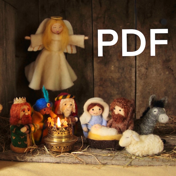 PDF FILES Needle Felt Nativity Scene - Christmas Angel - Mary Joseph - Three Kings - The Wishing Shed