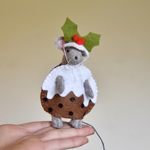 FICHIERS PDF - tenue de poupée souris miniature - pudding de Noël - patron de couture - décoration de fête