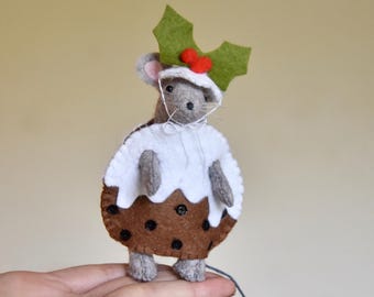 ARCHIVOS PDF - Traje de muñeca de ratón en miniatura - Pudín navideño - Patrón de costura - Decoración festiva