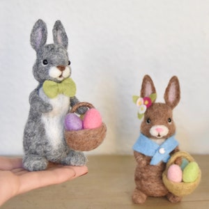 PDF DATEIEN Nadelfilz Muster - Miniatur Osterhase mit Korb zum sofortigen Download - Anfänger / Fortgeschrittene - The Wishing Shed Craft