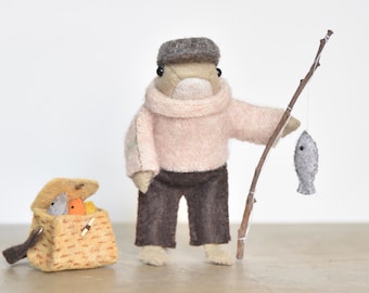 PDF FILES - Miniature Fisherman Frog Doll Outfit - Sewing pattern instructions - Instant Download - The Wishing Shed