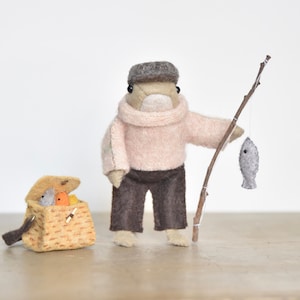 PDF FILES - Miniature Fisherman Frog Doll Outfit - Sewing pattern instructions - Instant Download - The Wishing Shed craft