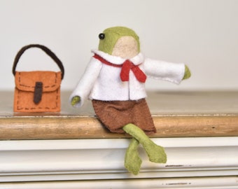 PDF FILES - Miniature Schoolboy Frog Doll Outfit - Sewing pattern instructions - Instant Download - The Wishing Shed craft