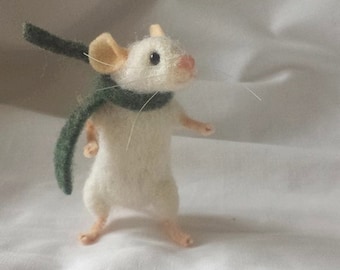 Little white mouse Needle Felt Kit - intermediate - The Wishing Shed - Ornament Gift