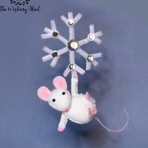 PDF-BESTANDEN - Sneeuwvlokmuis - vilt naaipatroon - ornament - direct downloaden - The Wishing Shed - kerstversiering