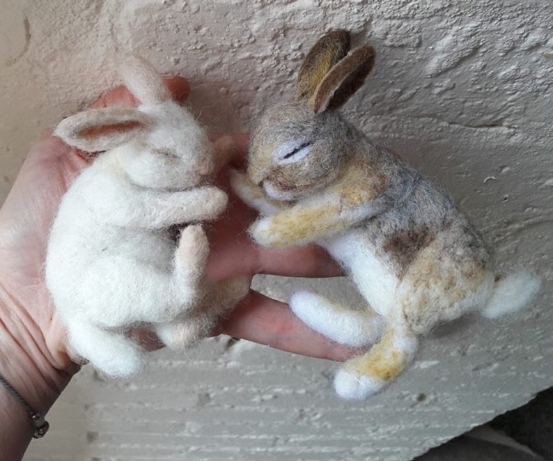 Needle Felt Sleeping Baby Bunny Kit Gift craft work beginner intermediate Wild Rabbit The Wishing Shed