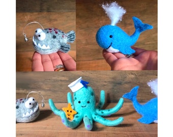 PDF FILES - Nautical Sealife Creatures - 3 in 1 Needle Felt Pattern - The Wishing Shed