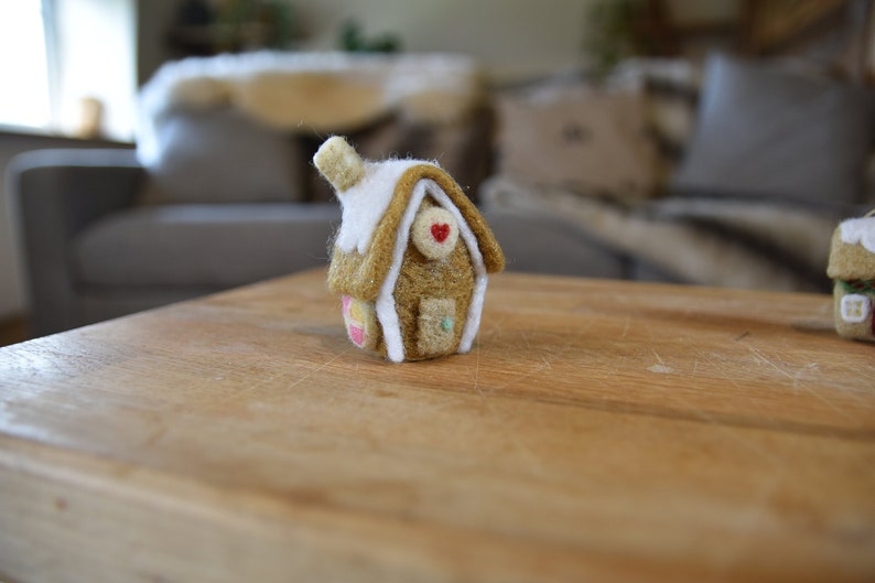Needle Felted Miniature Gingerbread House One Of A Kind Christmas Ornament Handmade Art image 1