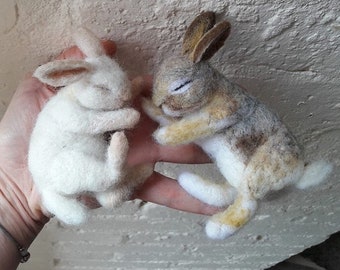 PDF FILES Needle Felt Pattern - Realistic Sleeping Baby Bunny - Instant Download - beginner/ intermediate - The Wishing Shed craft