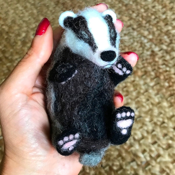 PDF FILES pattern Realistic Sleeping Baby Badger - Needle Felting Instant Download - beginner/ intermediate - The Wishing Shed craft