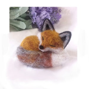 Needle Felt Sleeping Fox kit - beginner/ intermediate - The Wishing Shed - Decoration / Ornament Gift