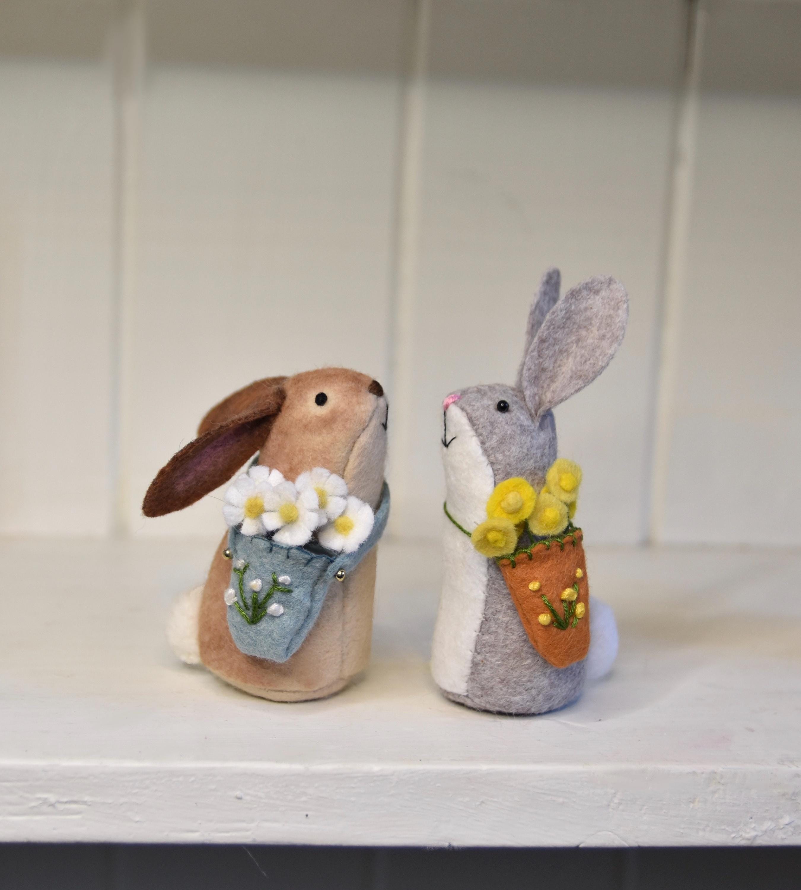 PDF PATTERN FILES Flower Bunnies - Felt Sewing Pattern - Rabbit - Bunny ...