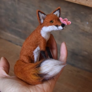 100% Wool needle felt Fox Forest Animals 3.7 cm