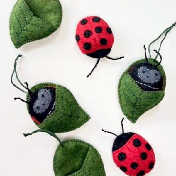 PDF FILES Ladybug In Leaf Bed - Sewing pattern - Instant Download - Ladybird The Wishing Shed craft