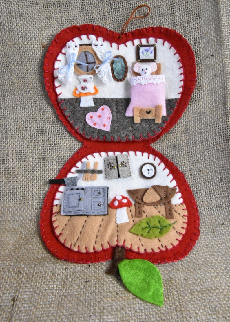 Play Set DIY The Wishing Shed PDF Instant Download Applique Felt Sewing Pattern Miss Mouse /& Her Apple House