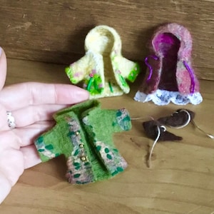 Nass gefilzte Miniatur Puppenkleidung - Cape - Mantel - Schuhe - PDF Muster - Sofortdownload - Nassfilzen