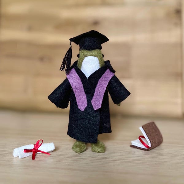Miniature Graduate / Outfit / Teacher Costume  - Sewing Pattern - Felt - Easy Sew  - Clothes for Frog Doll
