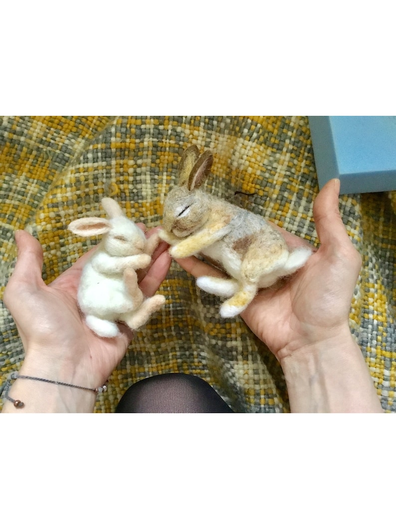 Needle Felt Sleeping Baby Bunny Kit Gift craft work beginner intermediate Wild Rabbit The Wishing Shed