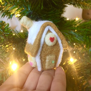 Needle Felted Miniature Gingerbread House One Of A Kind Christmas Ornament Handmade Art image 2