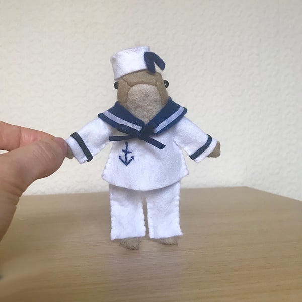 Miniature Sailor / Outfit / Costume  - Sewing Pattern - Felt - Easy Sew -  Clothes for Frog Doll