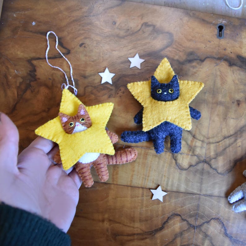 PDF FILES - Star Cat - Felt Ornament - Kitten Sewing Pattern - Instant ...