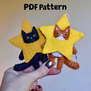 PDF FILES - Star Cat - Felt Ornament - Kitten Sewing Pattern - Instant ...