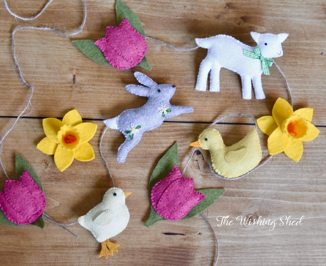 PDF PATTERN FILES Spring Felt Garland Sewing Pattern - Lamb - Rabbit ...