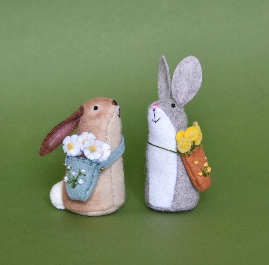 PDF PATTERN FILES Flower Bunnies - Felt Sewing Pattern - Rabbit - Bunny ...