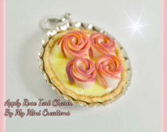 Apply Rose Tart Charm, Miniature food, Miniature Food Jewelry