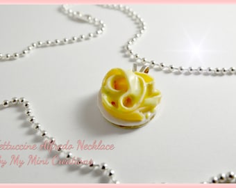 Fettuccine Alfredo Necklace, Miniature food, Miniature Food Jewelry, Food Jewelry