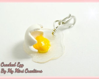 Cracked Egg Charm, Miniature Food, Miniature Food Jewelry, Polymer Clay