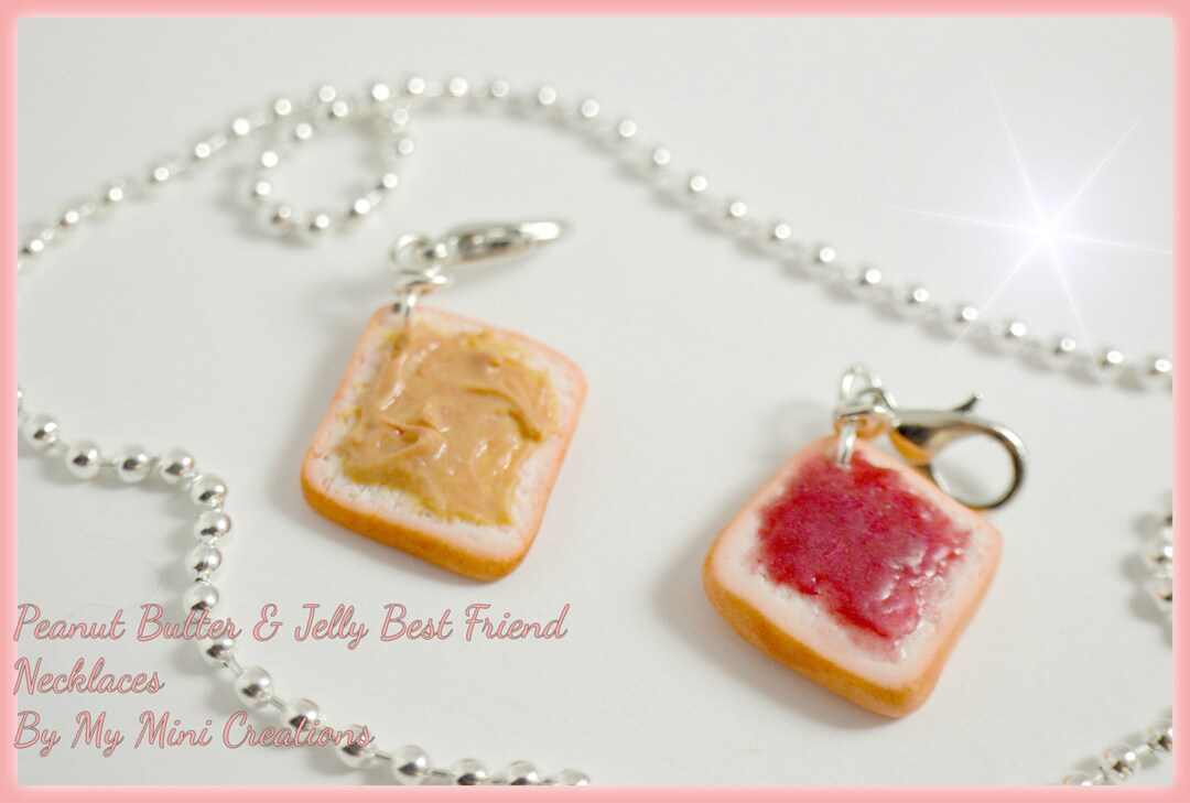 Peanut Butter & Jelly Best Friend Necklaces, Miniature Food, Miniature Food Jewelry, Food