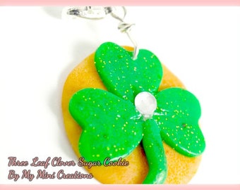 Drei Blatt Klee Zucker Cookie Charme, St. Patricks Day, Miniatur-Essen-Schmuck, Miniatur-Essen