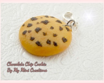 Chocolate Chop Cookie Charm, Miniature Food, Miniature Food Jewelry, Polymer Clay